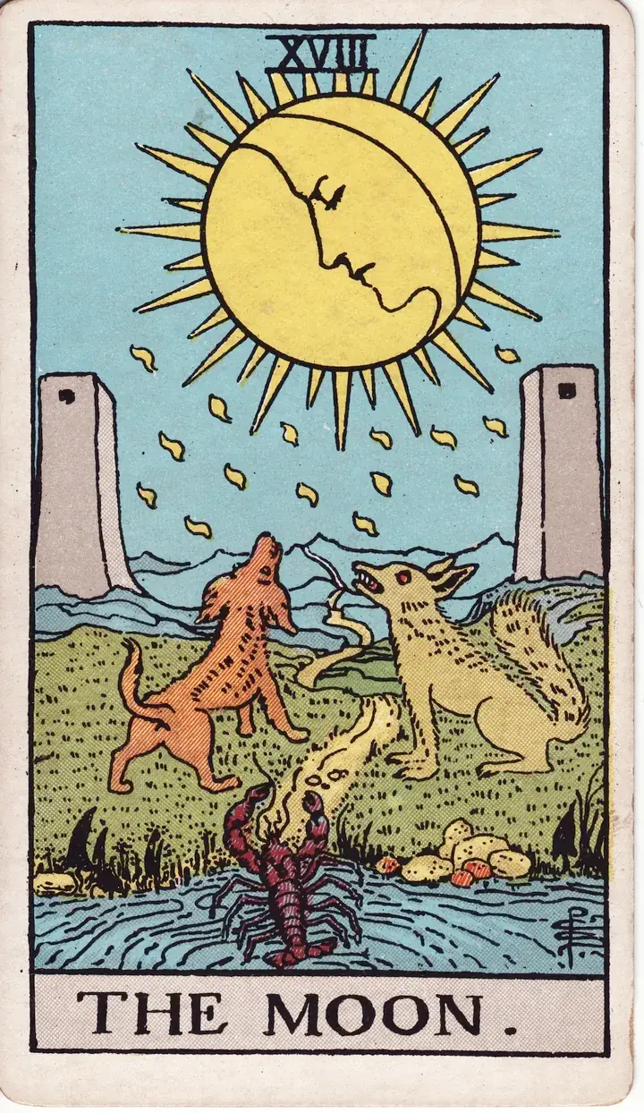 The The Moon — Rider-Waite-Smith tarot card